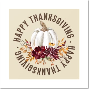 Happy Thanksgiving Simple Basic Fall Rustic Vintage Tee Posters and Art